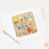 Sesame Street Apartment Windows-Muster Quadratischer Aufkleber (Umschlag)