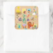 Sesame Street Apartment Windows-Muster Quadratischer Aufkleber (Tasche)