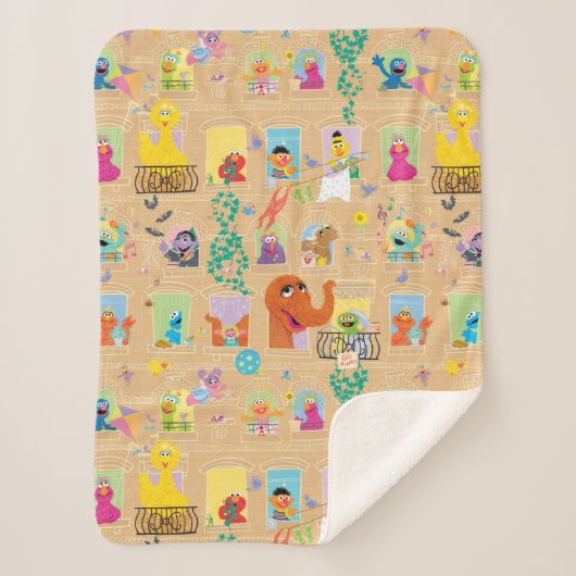 Sesame Street Apartment Windows-Muster Sherpadecke (Vorderseite)