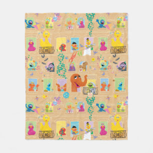 Sesame Street Apartment Windows Pattern Fleecedecke