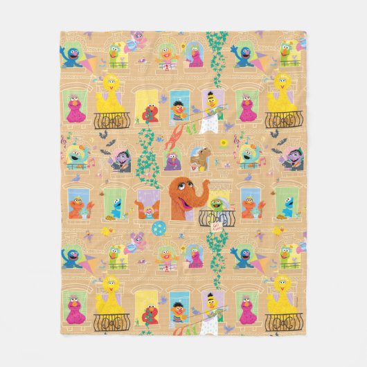 Sesame Street Apartment Windows Pattern Fleecedecke (Vorderseite)