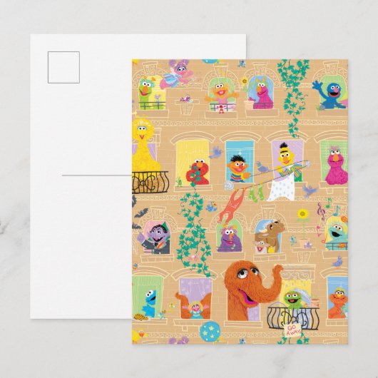 Sesame Street Apartment Windows Pattern Postkarte (Vorne/Hinten)