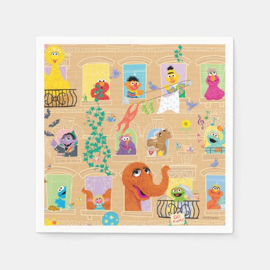 Sesame Street Apartment Windows Pattern Serviette (Vorderseite)