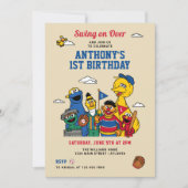 Sesame Street Baseball Birthday Einladung (Vorderseite)