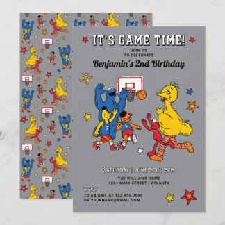 Sesame Street Basketball Birthday Einladung