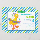 Sesame Street Big Bird Blue Strip Geburtstag Einladung (Vorne/Hinten)