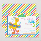 Sesame Street Big Bird zum Geburtstag gestreift Einladung (Vorne/Hinten)