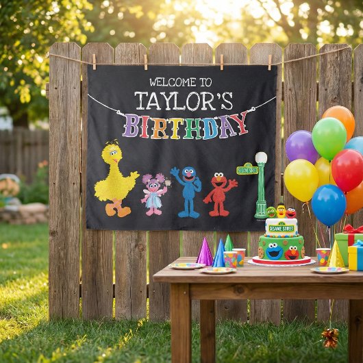Sesame Street Chalkboard Geburtstag Willkommen Wandteppich