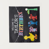 Sesame Street Chalkboard Geburtstag Willkommen Wandteppich (Vorderseite)