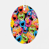 Sesame Street Character Faces Pattern Ornament Aus Metall (Vorderseite links)