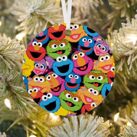 Sesame Street Character Faces Pattern Ornament Aus Metall (InSitu)