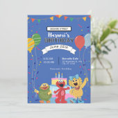 Sesame Street Characters Chalkboard Baby Shower Einladung (Stehend Vorderseite)