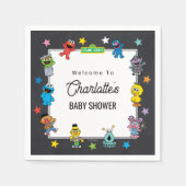 Sesame Street Characters Chalkboard Baby Shower Serviette (Vorderseite)
