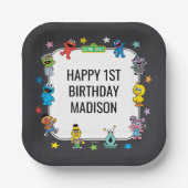 Sesame Street Characters Chalkboard Birthday Pappteller (Vorderseite)