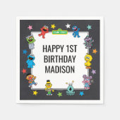 Sesame Street Characters Chalkboard Birthday Serviette (Vorderseite)