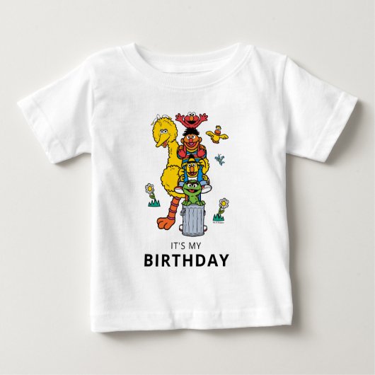 Sesame Street Characters & Street Sign Birthday Ba Baby T-shirt (Vorderseite)