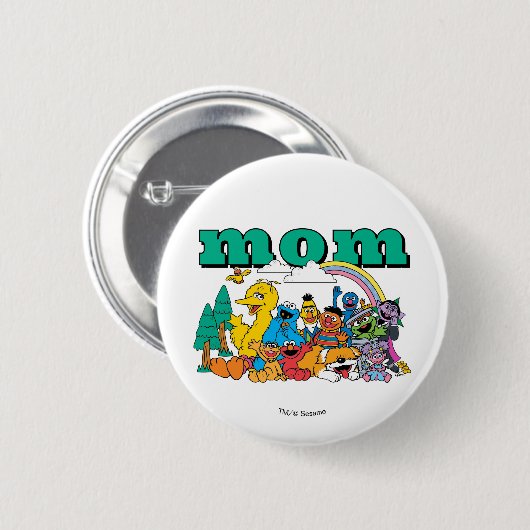 Sesame Street Characters & Street Sign Birthday Bu Button (Vorne & Hinten)