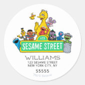 Sesame Street Characters & Street Sign Birthday Cl Runder Aufkleber (Vorderseite)