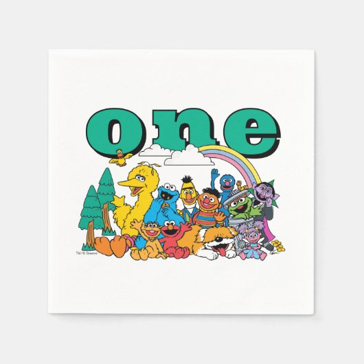 Sesame Street Characters & Street Sign Birthday Na Serviette (Vorderseite)