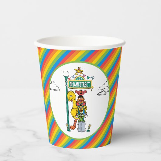 Sesame Street Characters & Street Sign Birthday Pa Pappbecher (Vorderseite)