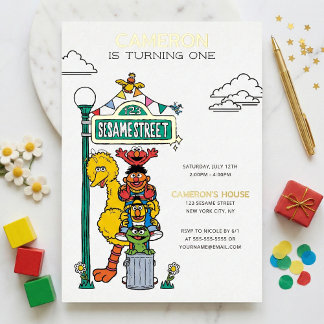 Sesame Street Characters & Street Sign Folieneinladung