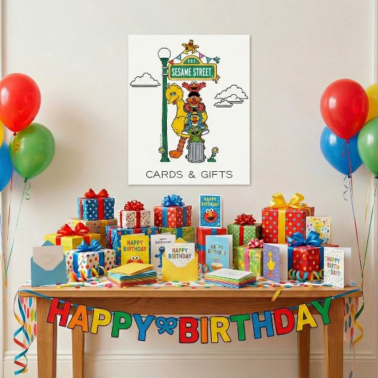 Sesame Street Characters & Street Sign Poster