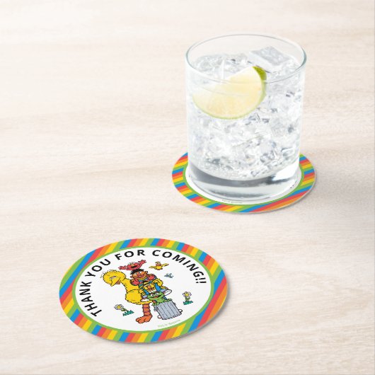 Sesame Street Characters & Street Sign Round Paper Runder Pappuntersetzer (Vor Ort)