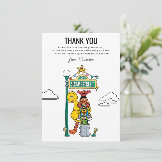 Sesame Street Characters & Street Sign Thank You C Dankeskarte (Stehend Vorderseite)