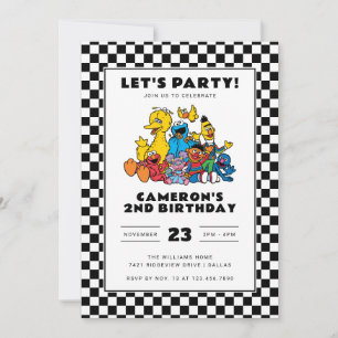 Sesame Street Checkerboard Birthday Einladung