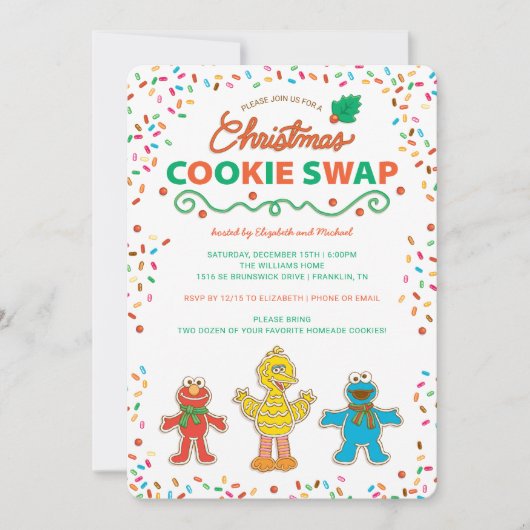 Sesame Street Christmas Cookie Swap Feiertagskarte (Vorderseite)