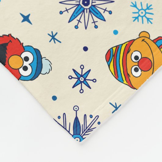 Sesame Street Christmas Snowflake Pattern Fleecedecke (Ecke)