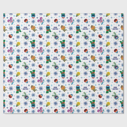Sesame Street Christmas Snowflake Pattern Geschenkpapier (Flach)