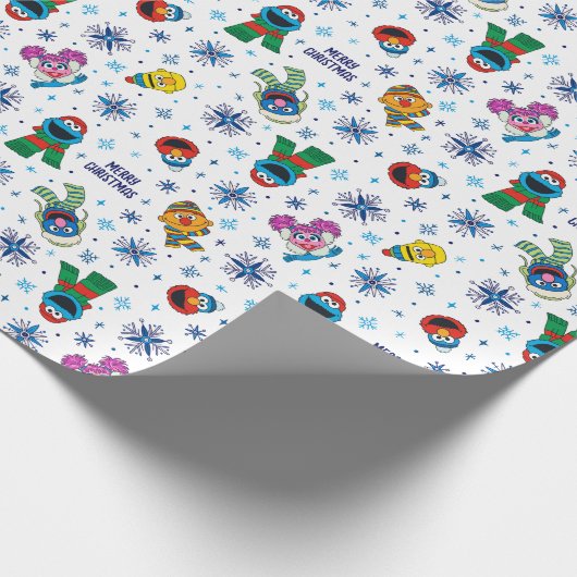 Sesame Street Christmas Snowflake Pattern Geschenkpapier (Ecke)
