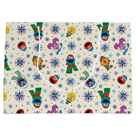 Sesame Street Christmas Snowflake Pattern Große Geschenktüte (Vorderseite)