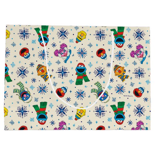 Sesame Street Christmas Snowflake Pattern Große Geschenktüte (Rückseite)