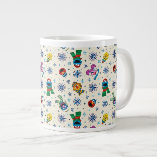 Sesame Street Christmas Snowflake Pattern Jumbo-Tasse (Vorderseite Rechts)