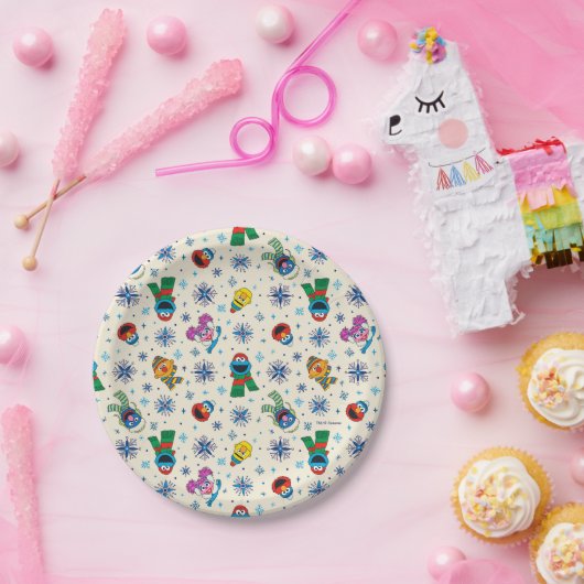 Sesame Street Christmas Snowflake Pattern Pappteller (Party)