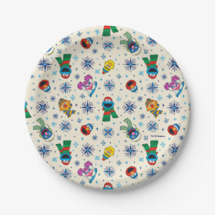 Sesame Street Christmas Snowflake Pattern Pappteller