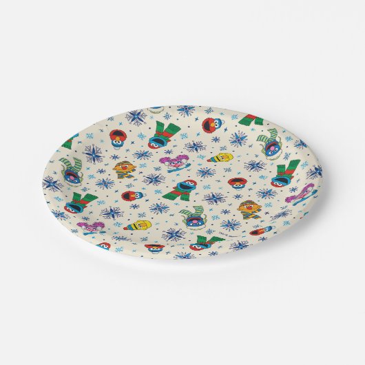 Sesame Street Christmas Snowflake Pattern Pappteller (Schrägansicht)