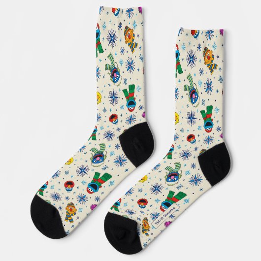Sesame Street Christmas Snowflake Pattern Socken (Linkes Detail)