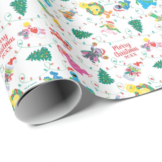 Sesame Street Christmas Tree Pattern Geschenkpapier (Rolleneckpunkt)