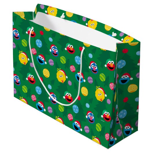 Sesame Street Christmas Tree Pattern Große Geschenktüte (Rückseite Schrägansicht)