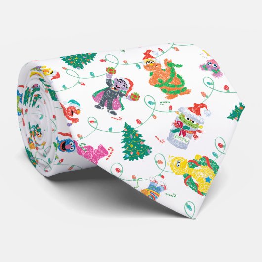 Sesame Street Christmas Tree Pattern Krawatte (Gerollt)