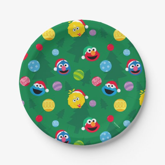 Sesame Street Christmas Tree Pattern Pappteller (Vorderseite)