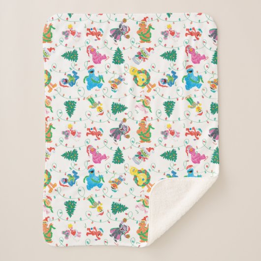 Sesame Street Christmas Tree Pattern Sherpadecke (Vorderseite)