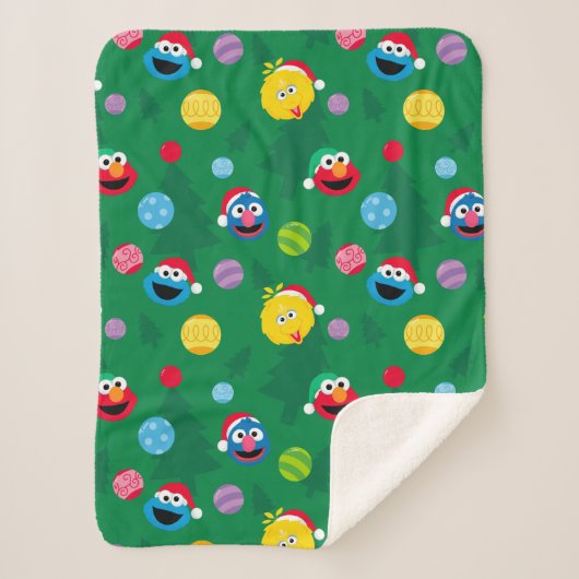 Sesame Street Christmas Tree Pattern Sherpadecke (Vorderseite)