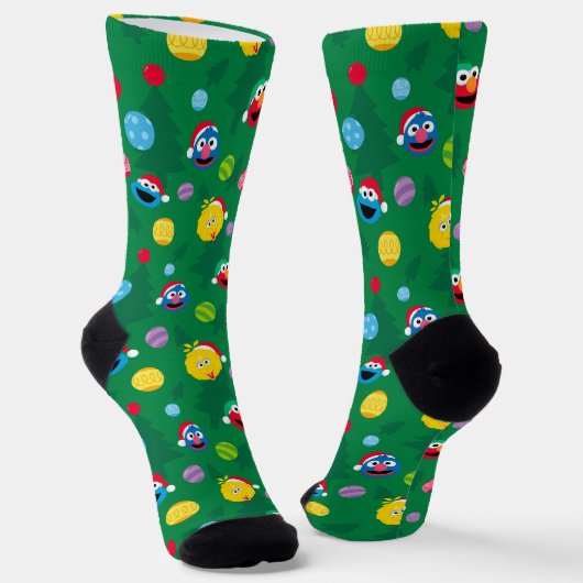 Sesame Street Christmas Tree Pattern Socken (Gewinkelt)