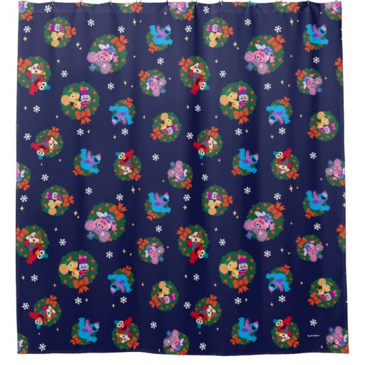 Sesame Street Christmas Wreath Pattern Duschvorhang (Vorderseite)