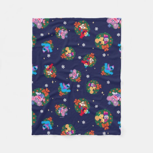 Sesame Street Christmas Wreath Pattern Fleecedecke (Vorderseite)