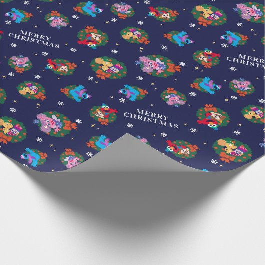 Sesame Street Christmas Wreath Pattern Geschenkpapier (Ecke)
